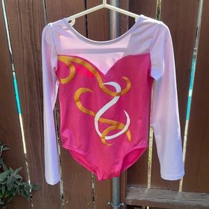 Long sleeve pink and white leotard